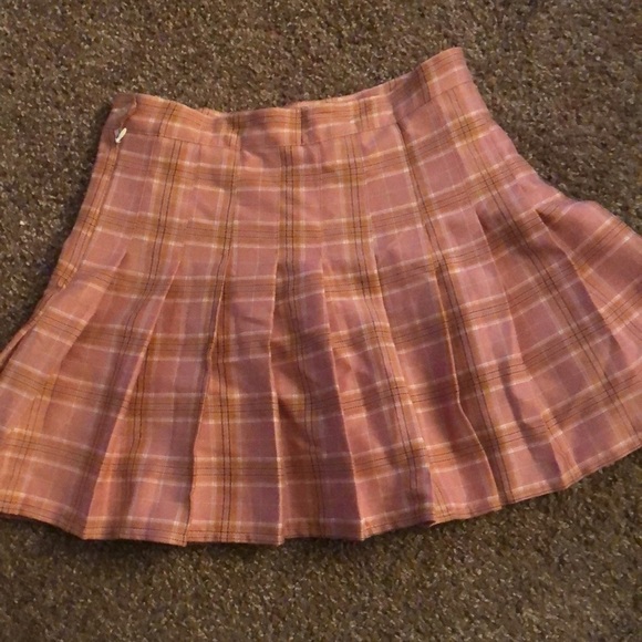 Pink plaid pleated high waist school girl skirt size small - Picture 4 of 14